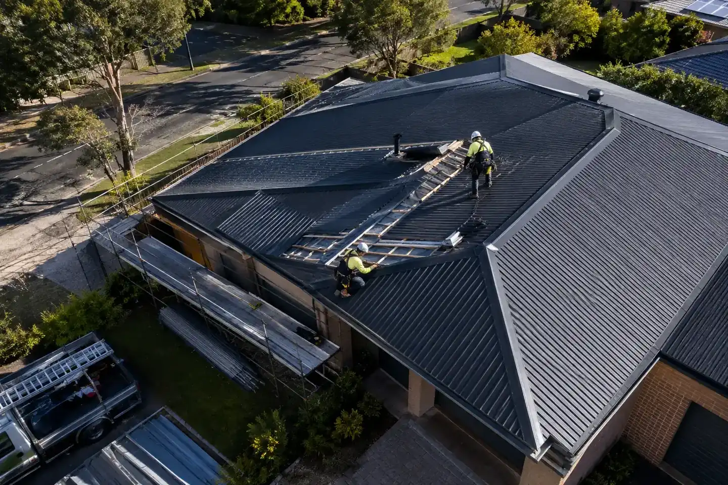 New Surfmist Colorbond roof on an Adelaide suburban home at dusk